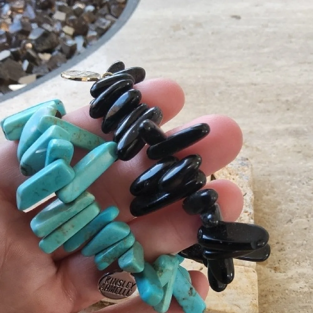 Kinsey Arnelle Turquoise and Black Stone Bracelets
